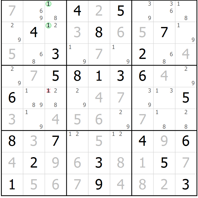 Position des candidats pour la solution de la Gr 32 page 35 du magazine de sudoku Maestro n° 101