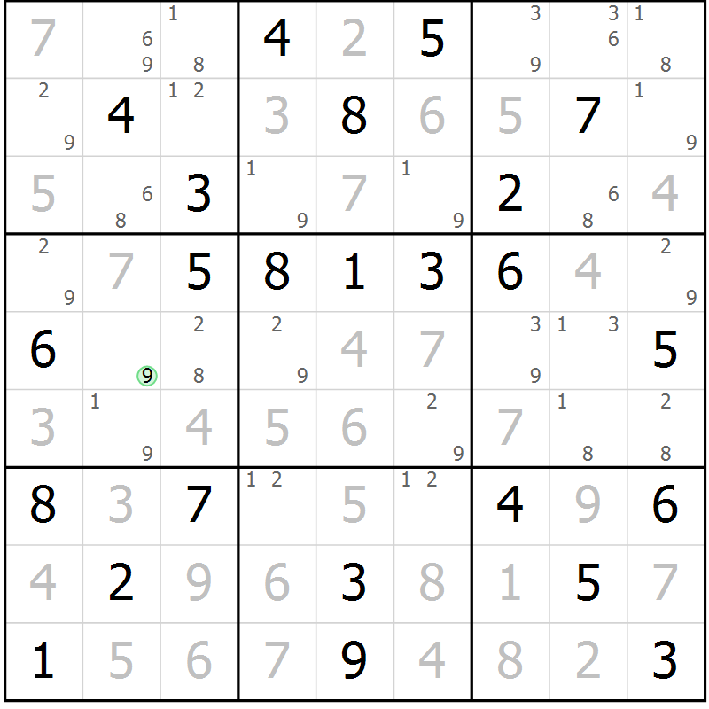 Position des candidats pour la solution de la Gr 32 page 35 du magazine de sudoku Maestro n° 101