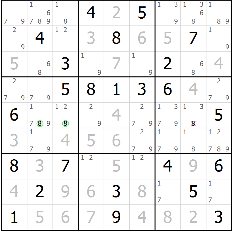Position des candidats pour la solution de la Gr 32 page 35 du magazine de sudoku Maestro n° 101