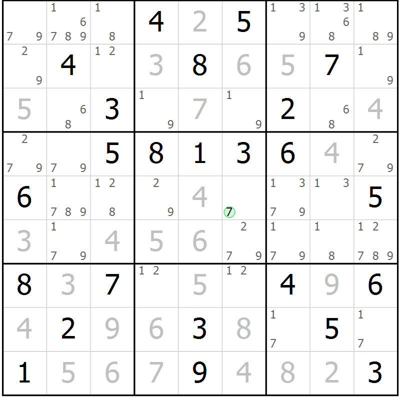 Position des candidats pour la solution de la Gr 32 page 35 du magazine de sudoku Maestro n° 101