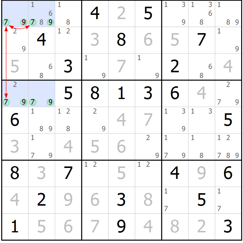 Position des candidats pour la solution de la Gr 32 page 35 du magazine de sudoku Maestro n° 101