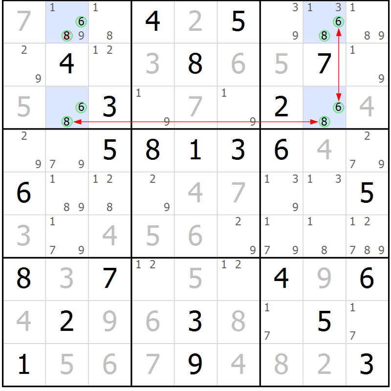 Position des candidats pour la solution de la Gr 32 page 35 du magazine de sudoku Maestro n° 101