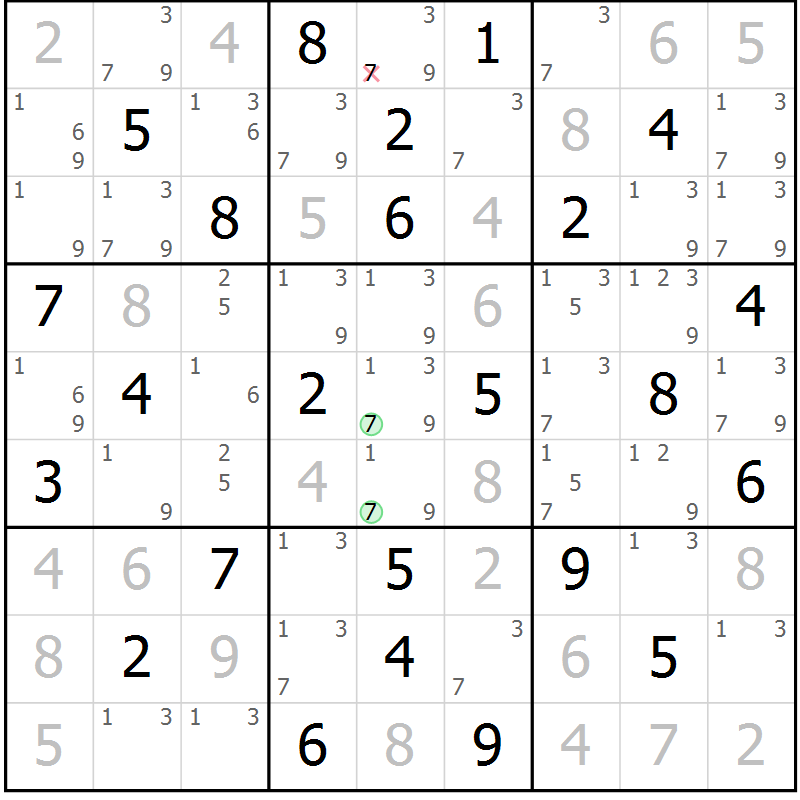 Position des candidats pour la solution de la Gr 33 page 36 du magazine de sudoku Maestro n° 101
