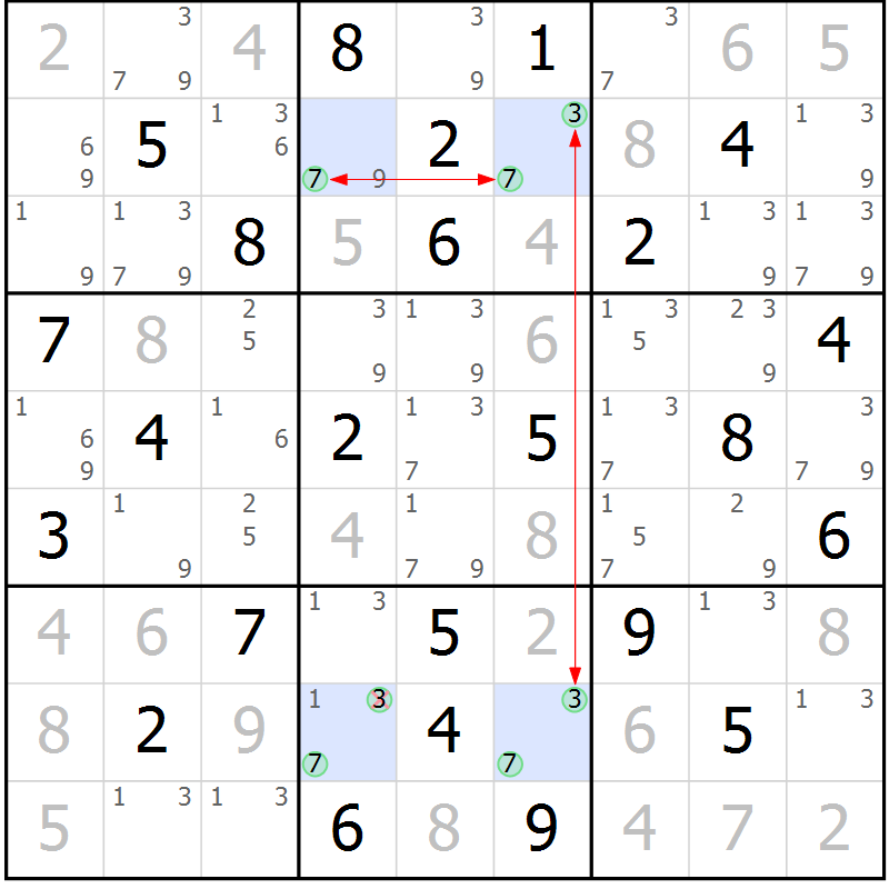 Position des candidats pour la solution de la Gr 33 page 36 du magazine de sudoku Maestro n° 101