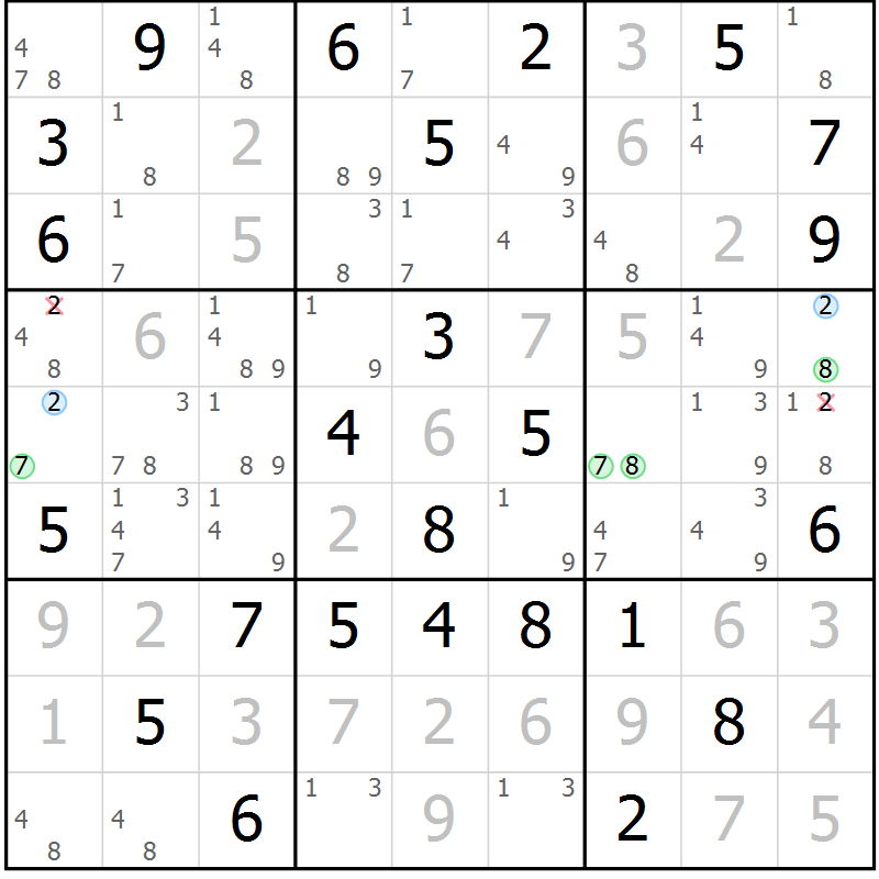 Position des candidats pour la solution de la Gr 34 page 37 du magazine de sudoku Maestro n° 101