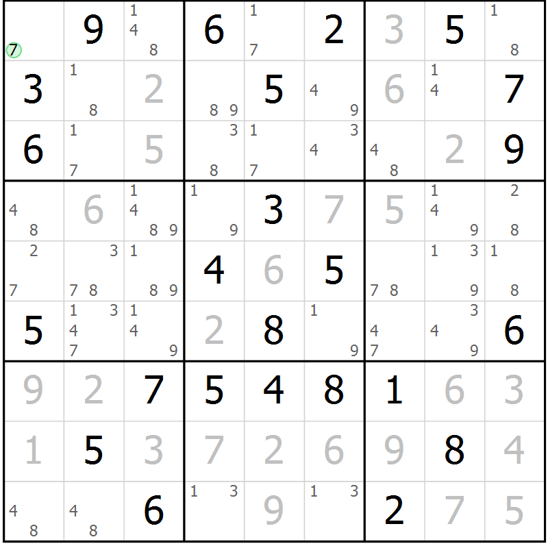Position des candidats pour la solution de la Gr 34 page 37 du magazine de sudoku Maestro n° 101
