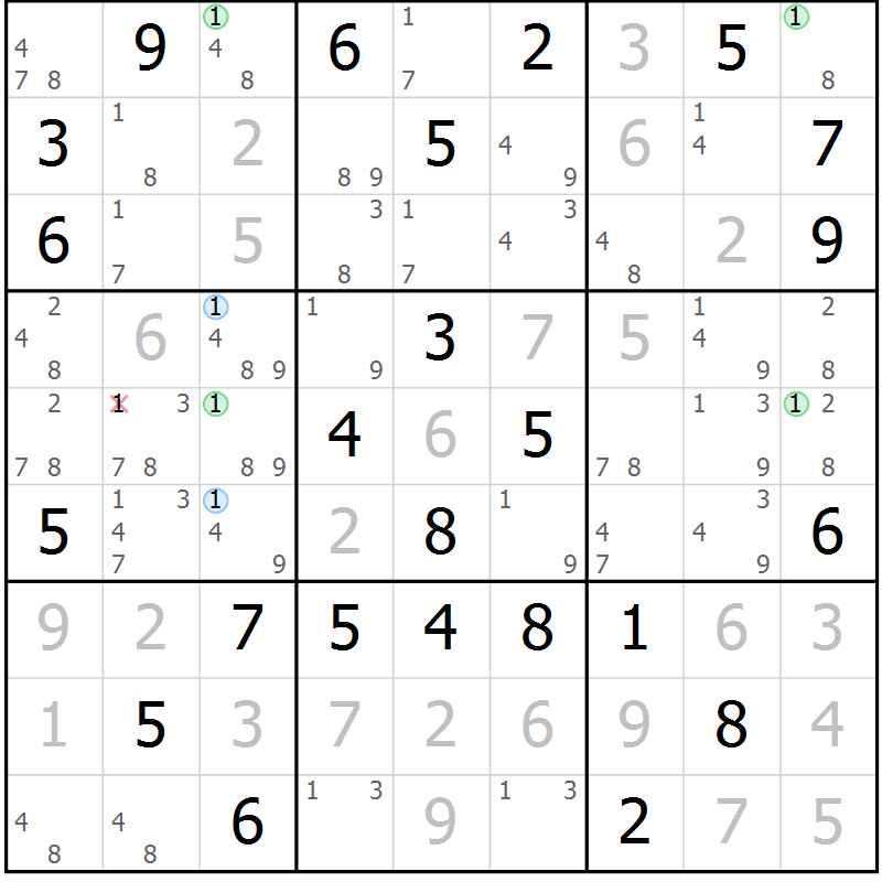 Position des candidats pour la solution de la Gr 34 page 37 du magazine de sudoku Maestro n° 101
