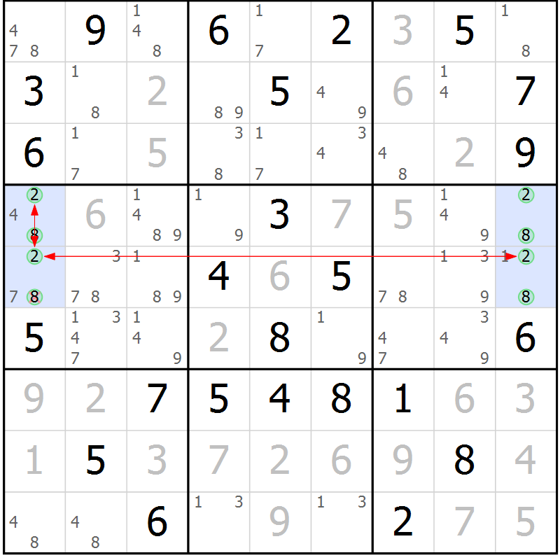 Position des candidats pour la solution de la Gr 34 page 37 du magazine de sudoku Maestro n° 101