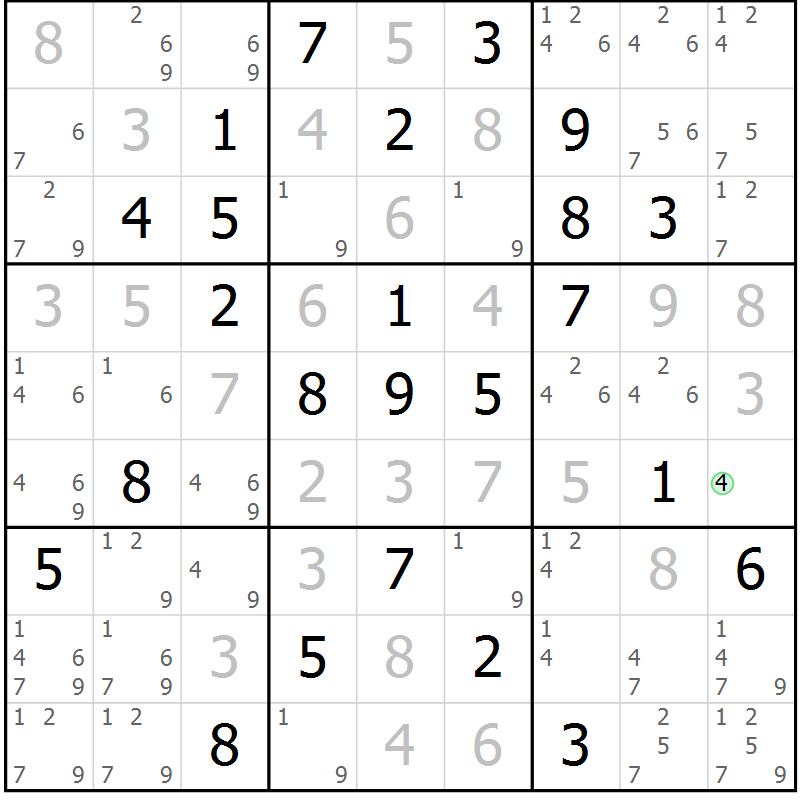 Position des candidats pour la solution de la Gr 35 page 38 du magazine de sudoku Maestro n° 101