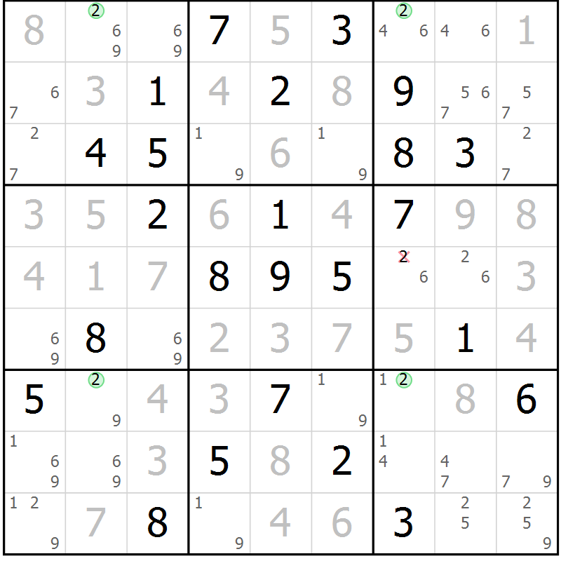 Position des candidats pour la solution de la Gr 35 page 38 du magazine de sudoku Maestro n° 101