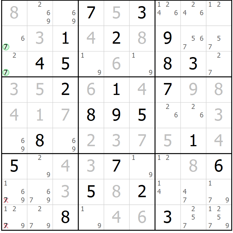 Position des candidats pour la solution de la Gr 35 page 38 du magazine de sudoku Maestro n° 101