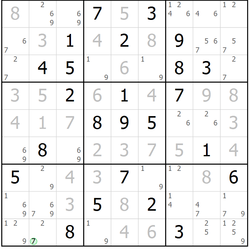 Position des candidats pour la solution de la Gr 35 page 38 du magazine de sudoku Maestro n° 101