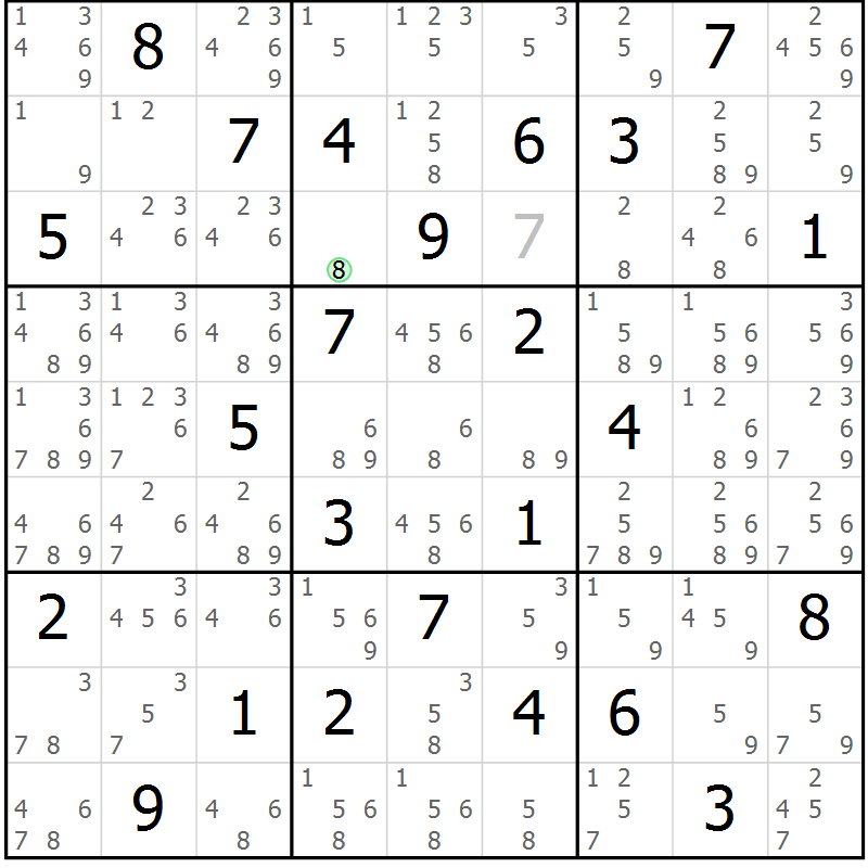 Position des candidats pour la solution de la Gr 36 page 39 du magazine de sudoku Maestro n° 101