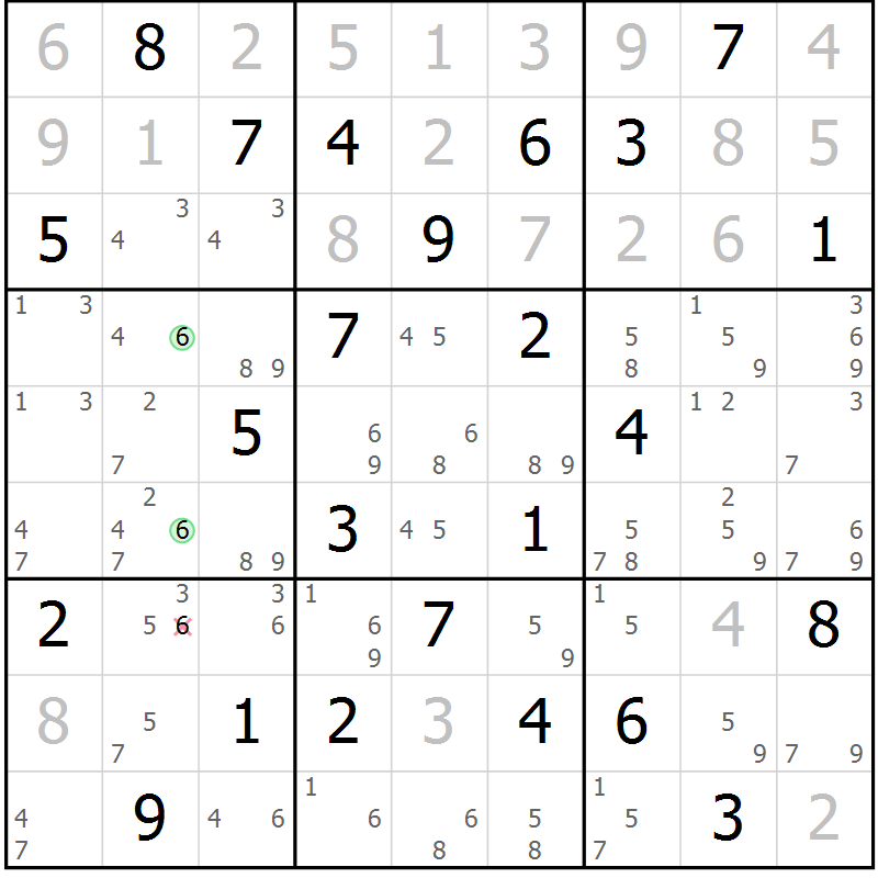 Position des candidats pour la solution de la Gr 36 page 39 du magazine de sudoku Maestro n° 101