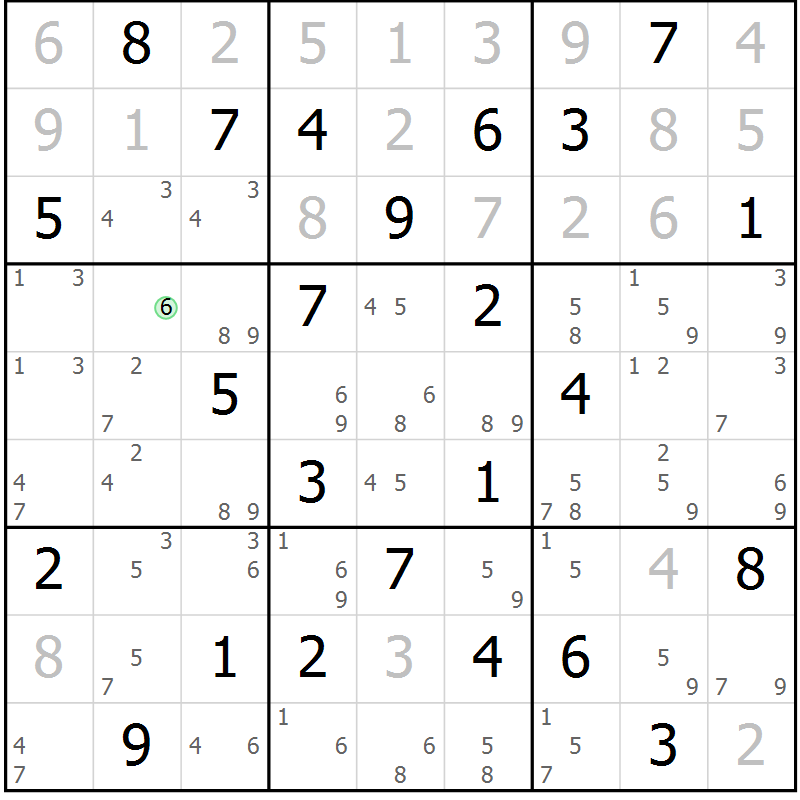 Position des candidats pour la solution de la Gr 36 page 39 du magazine de sudoku Maestro n° 101
