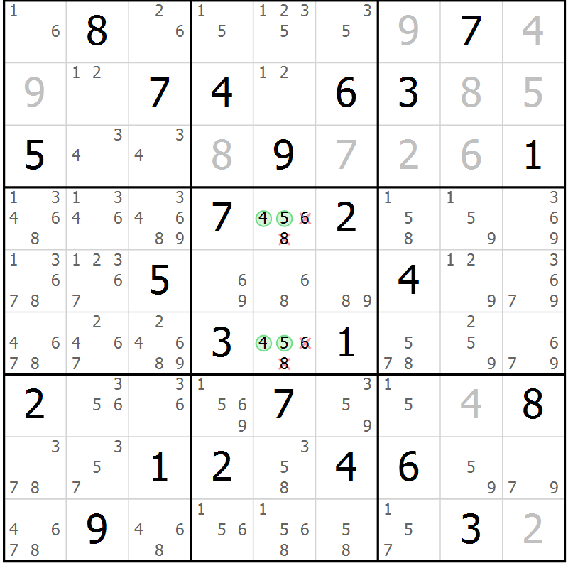 Position des candidats pour la solution de la Gr 36 page 39 du magazine de sudoku Maestro n° 101