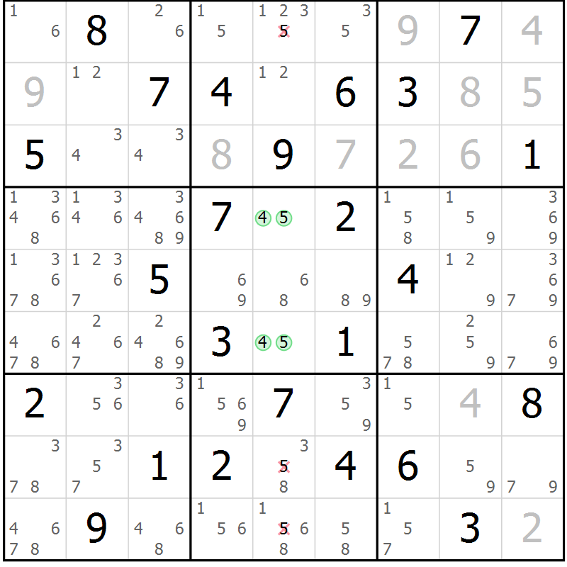 Position des candidats pour la solution de la Gr 36 page 39 du magazine de sudoku Maestro n° 101