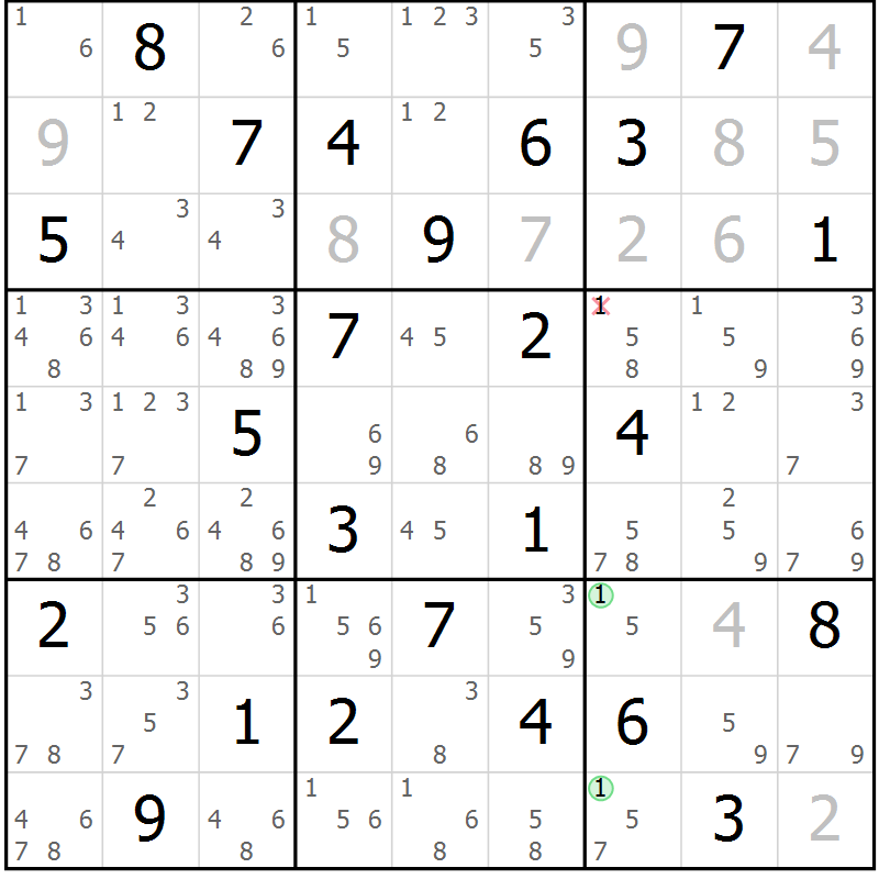 Position des candidats pour la solution de la Gr 36 page 39 du magazine de sudoku Maestro n° 101