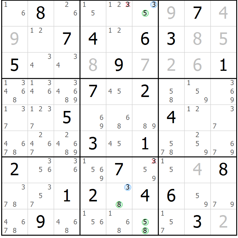 Position des candidats pour la solution de la Gr 36 page 39 du magazine de sudoku Maestro n° 101