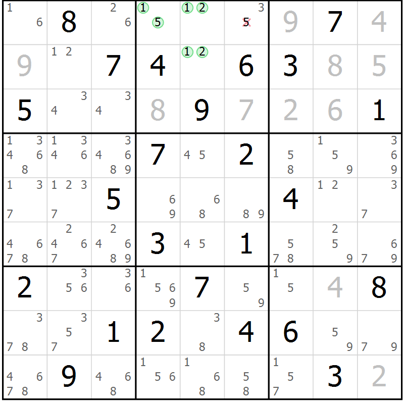 Position des candidats pour la solution de la Gr 36 page 39 du magazine de sudoku Maestro n° 101