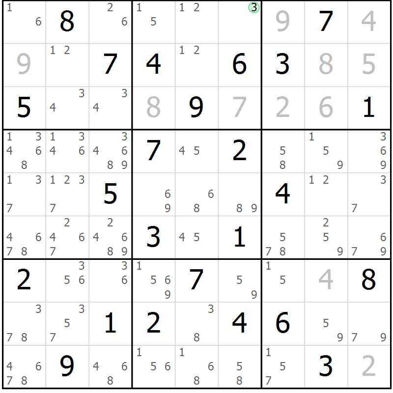 Position des candidats pour la solution de la Gr 36 page 39 du magazine de sudoku Maestro n° 101