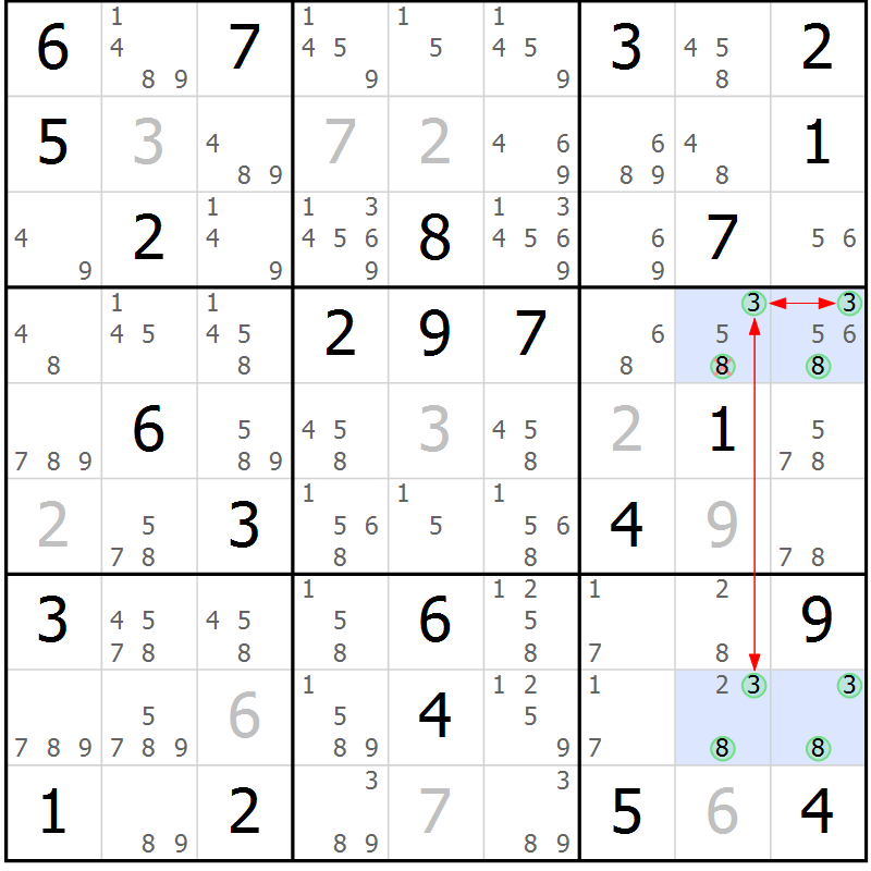 Position des candidats pour la solution de la Gr 37 page 40 du magazine de sudoku Maestro n° 101