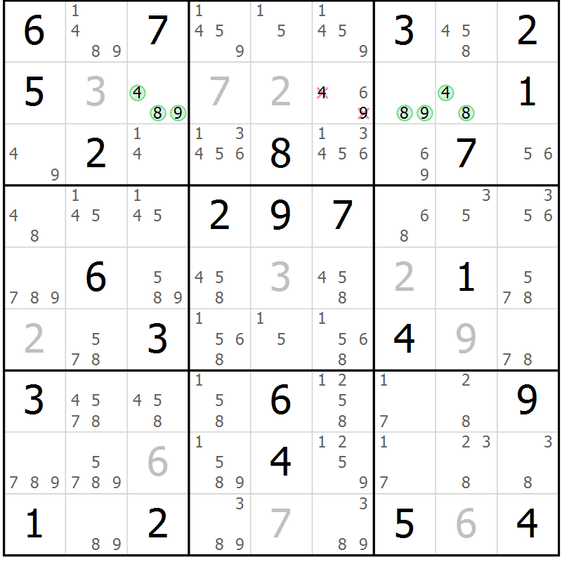 Position des candidats pour la solution de la Gr 37 page 40 du magazine de sudoku Maestro n° 101