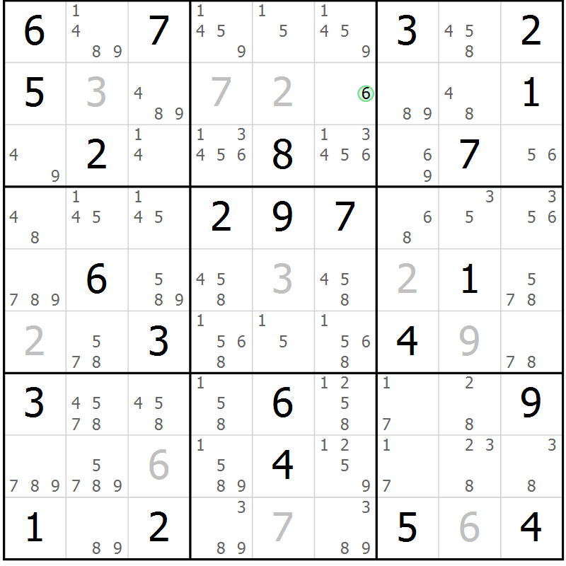 Position des candidats pour la solution de la Gr 37 page 40 du magazine de sudoku Maestro n° 101