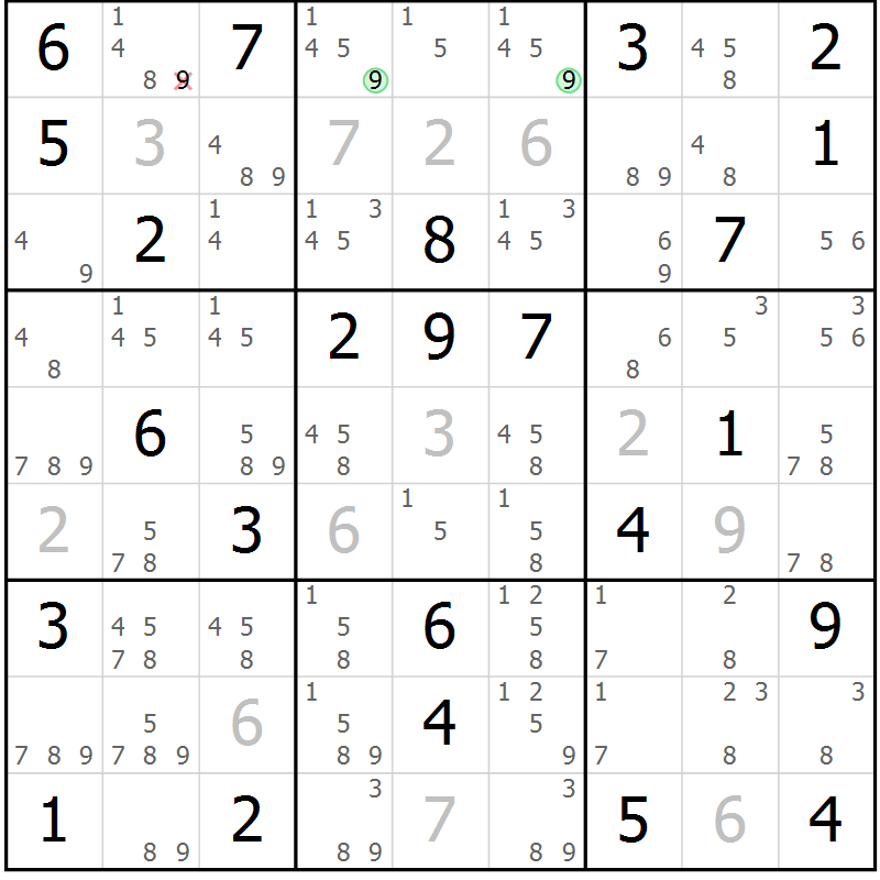 Position des candidats pour la solution de la Gr 37 page 40 du magazine de sudoku Maestro n° 101