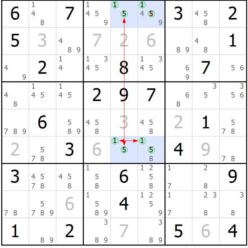 Position des candidats pour la solution de la Gr 37 page 40 du magazine de sudoku Maestro n° 101