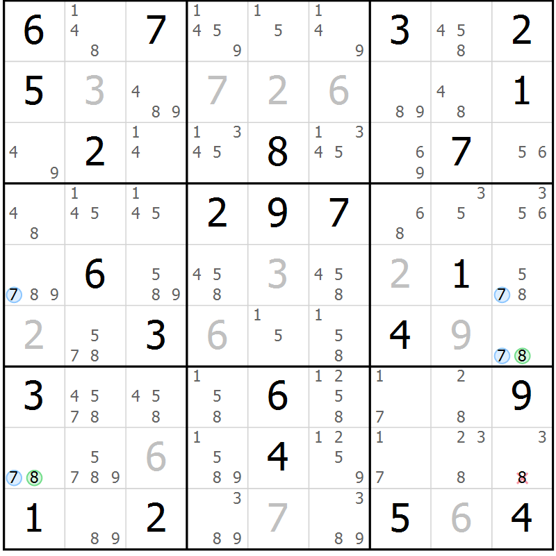 Position des candidats pour la solution de la Gr 37 page 40 du magazine de sudoku Maestro n° 101