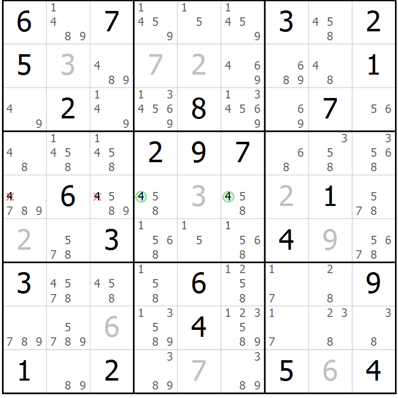 Position des candidats pour la solution de la Gr 37 page 40 du magazine de sudoku Maestro n° 101