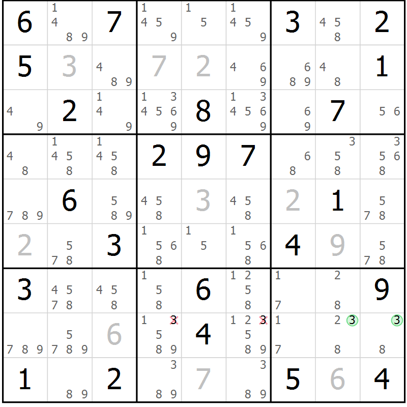 Position des candidats pour la solution de la Gr 37 page 40 du magazine de sudoku Maestro n° 101