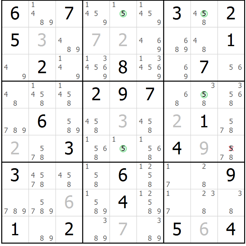 Position des candidats pour la solution de la Gr 37 page 40 du magazine de sudoku Maestro n° 101