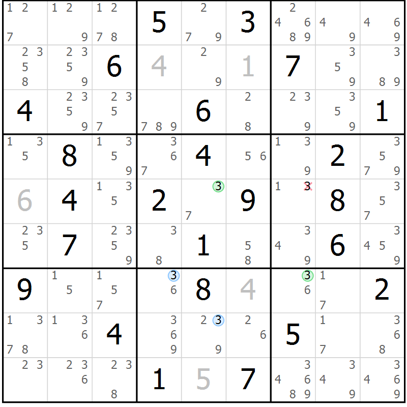 Position des candidats pour la solution de la Gr 38 page 41 du magazine de sudoku Maestro n° 101