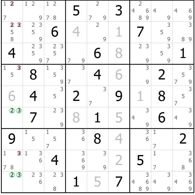Position des candidats pour la solution de la Gr 38 page 41 du magazine de sudoku Maestro n° 101