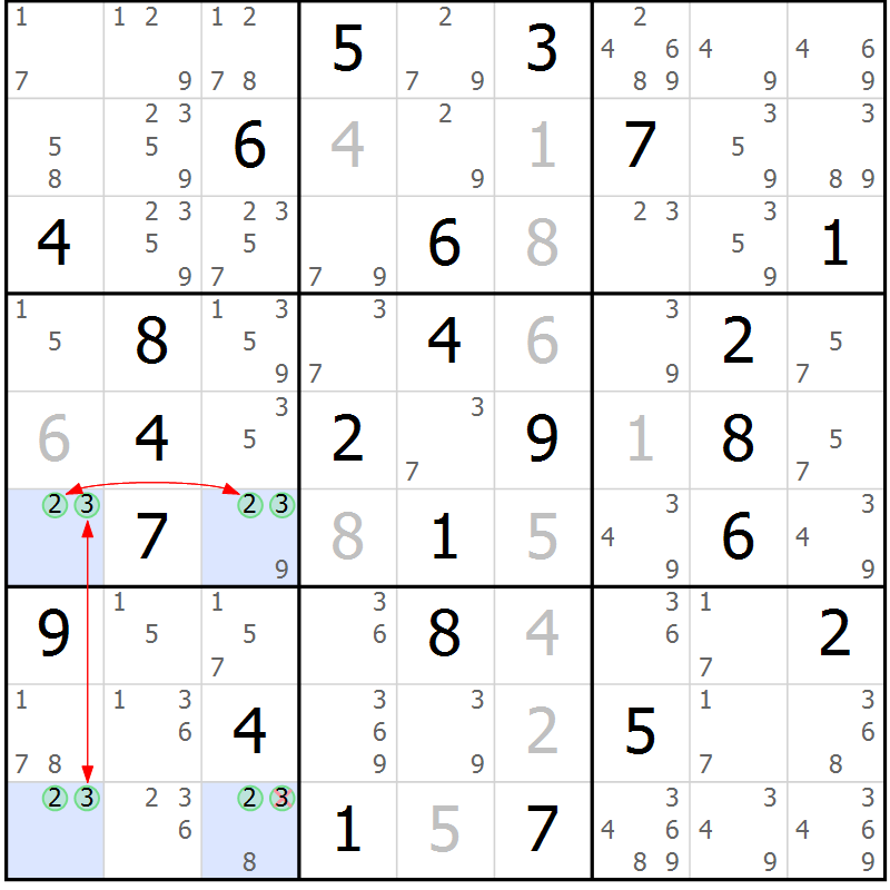 Position des candidats pour la solution de la Gr 38 page 41 du magazine de sudoku Maestro n° 101
