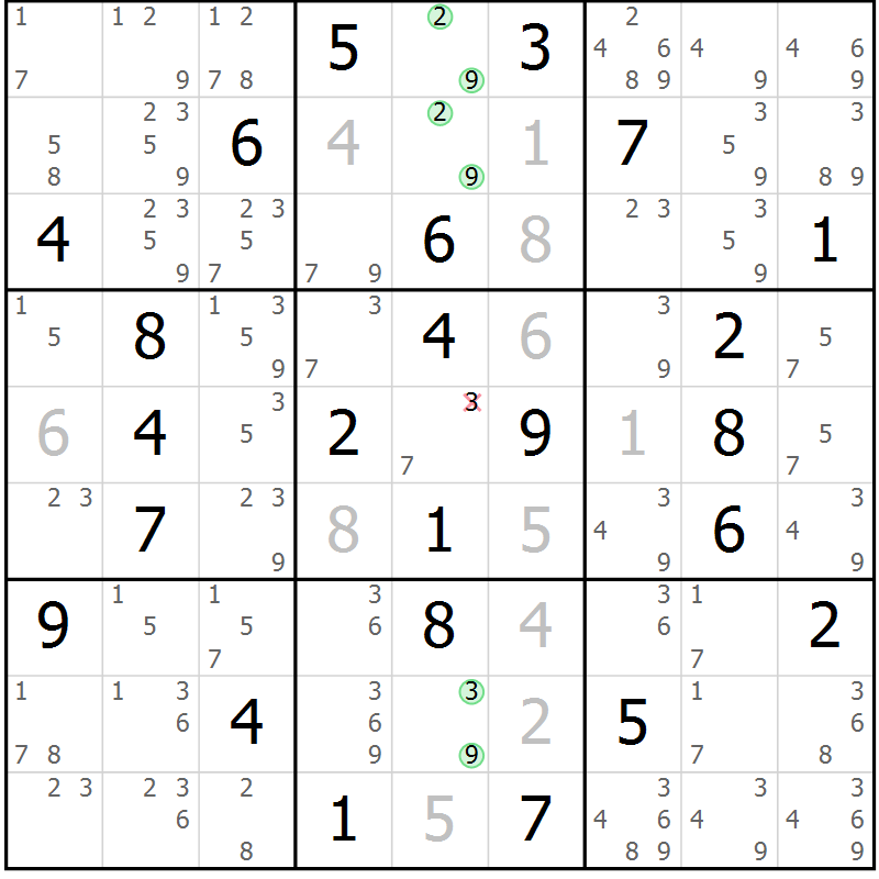 Position des candidats pour la solution de la Gr 38 page 41 du magazine de sudoku Maestro n° 101