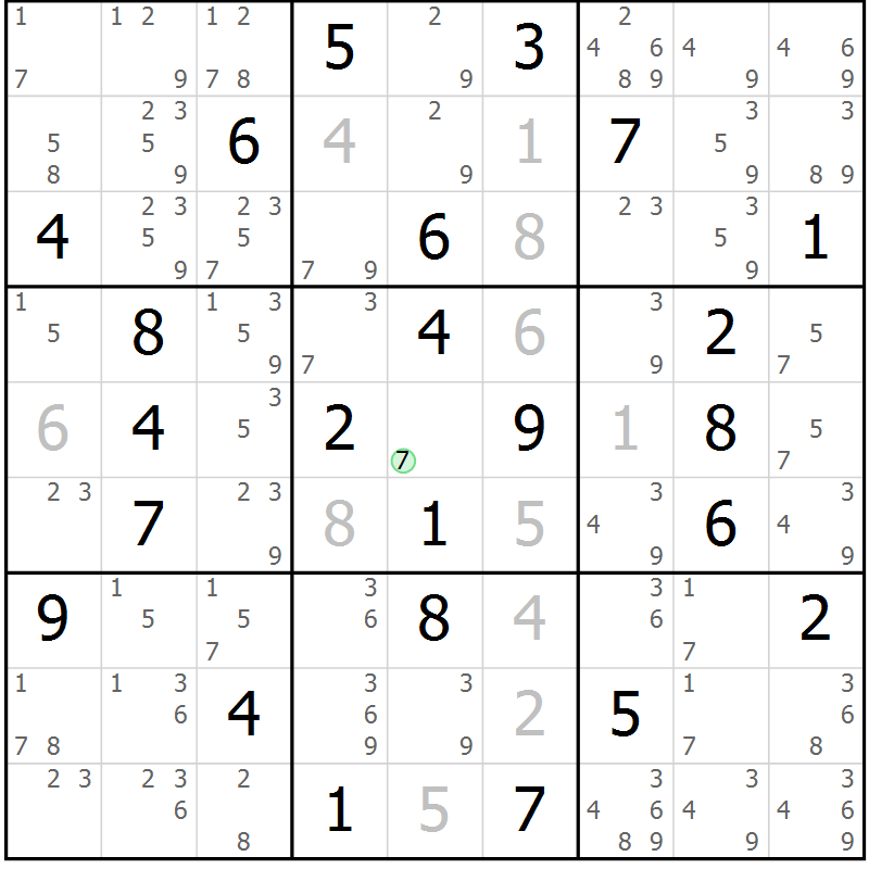 Position des candidats pour la solution de la Gr 38 page 41 du magazine de sudoku Maestro n° 101