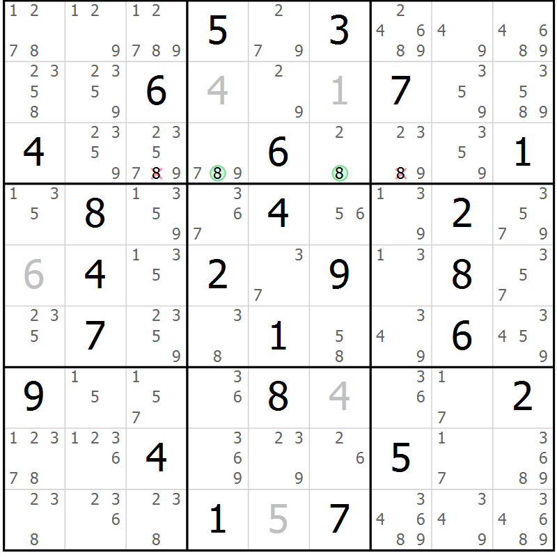 Position des candidats pour la solution de la Gr 38 page 41 du magazine de sudoku Maestro n° 101