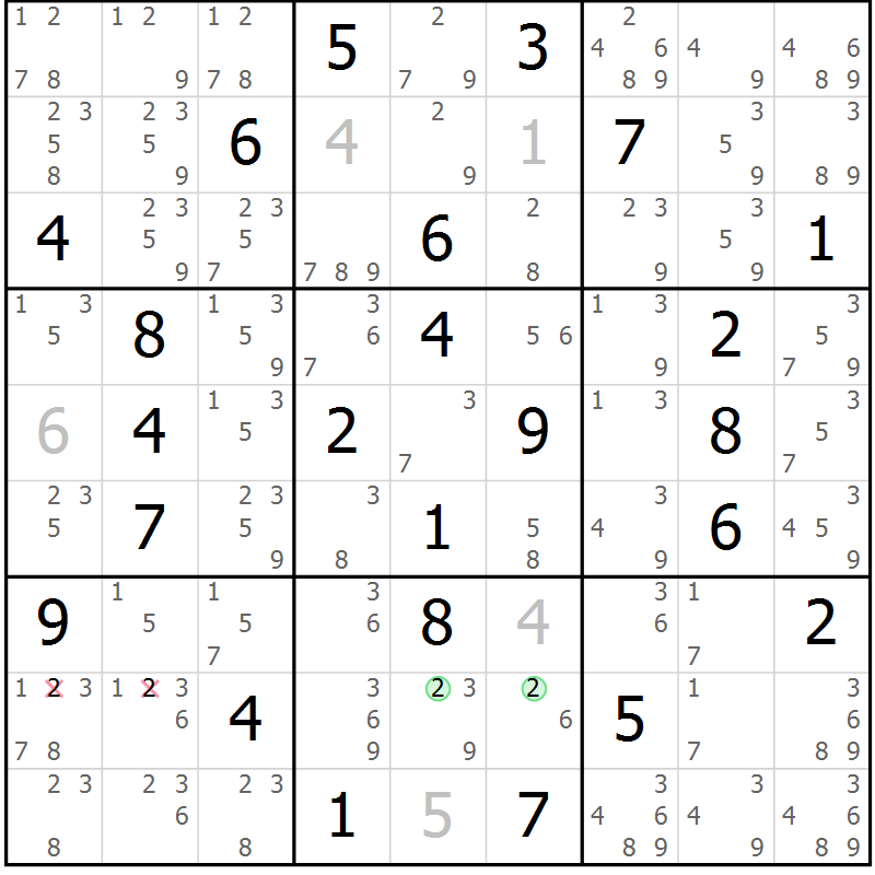 Position des candidats pour la solution de la Gr 38 page 41 du magazine de sudoku Maestro n° 101