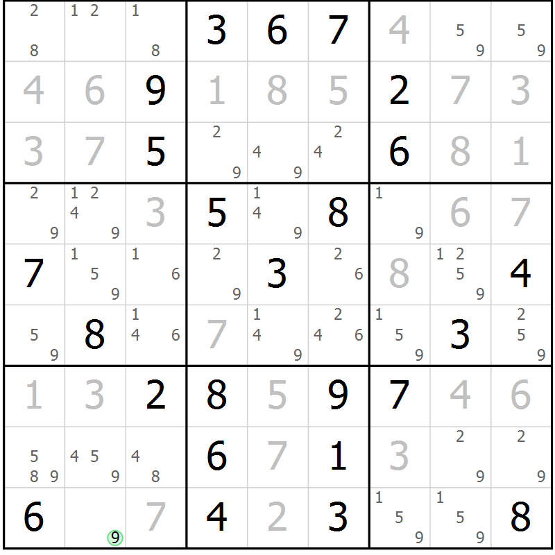 Position des candidats pour la solution de la Gr 4 page 7 du magazine de sudoku Maestro n° 101