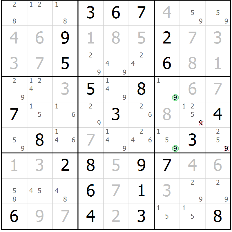 Position des candidats pour la solution de la Gr 4 page 7 du magazine de sudoku Maestro n° 101