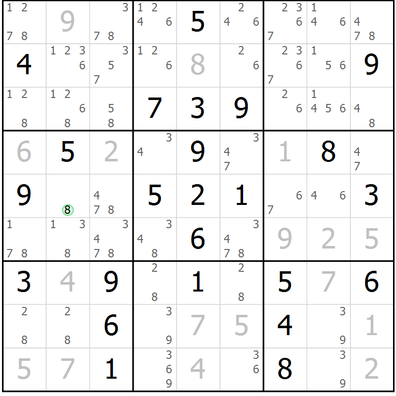 Position des candidats pour la solution de la Gr 40 page 43 du magazine de sudoku Maestro n° 101