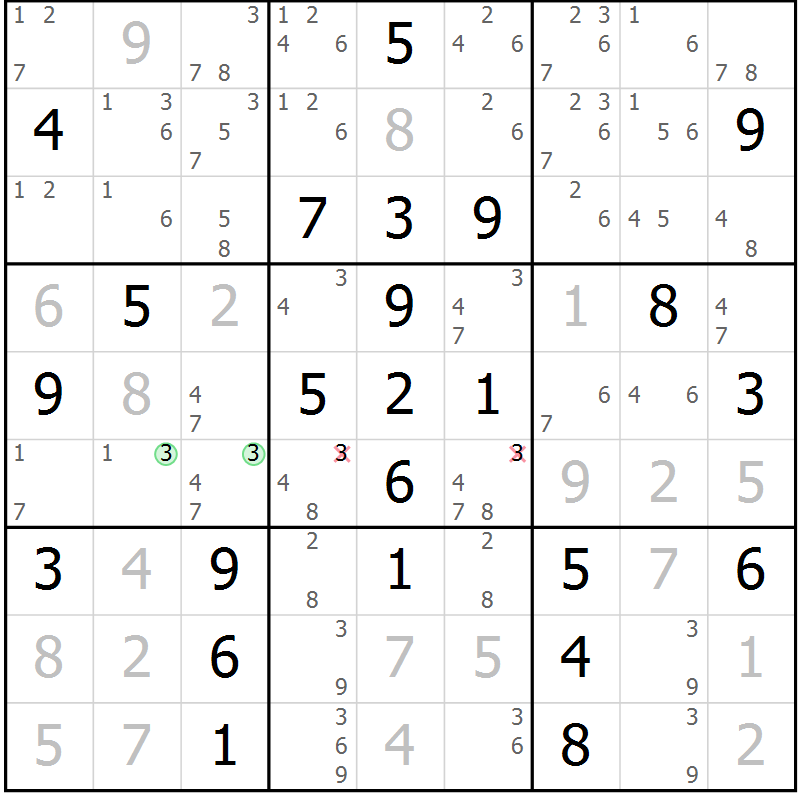 Position des candidats pour la solution de la Gr 40 page 43 du magazine de sudoku Maestro n° 101