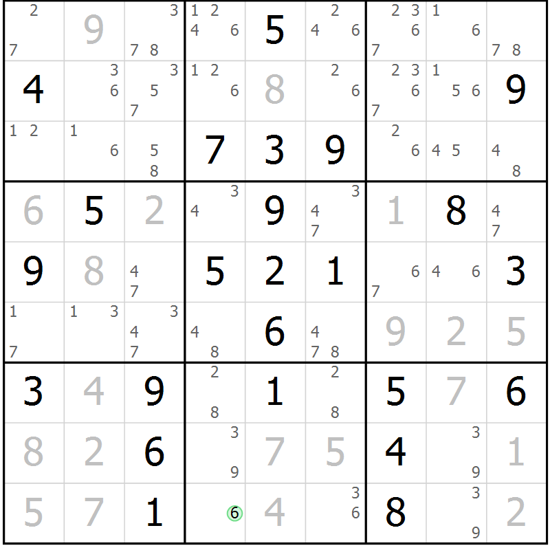 Position des candidats pour la solution de la Gr 40 page 43 du magazine de sudoku Maestro n° 101