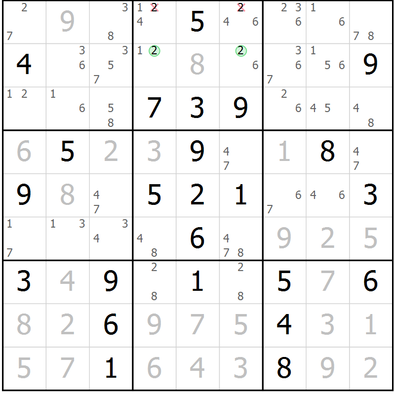 Position des candidats pour la solution de la Gr 40 page 43 du magazine de sudoku Maestro n° 101