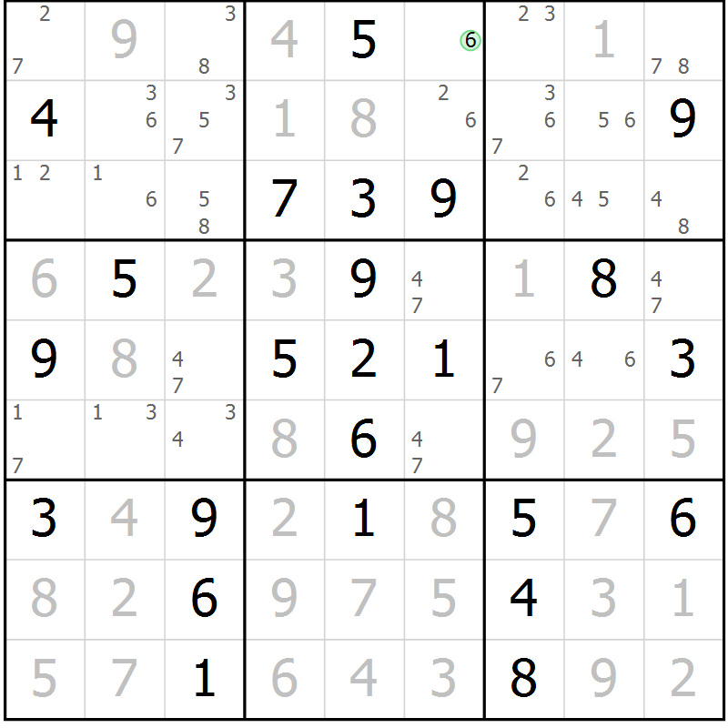 Position des candidats pour la solution de la Gr 40 page 43 du magazine de sudoku Maestro n° 101