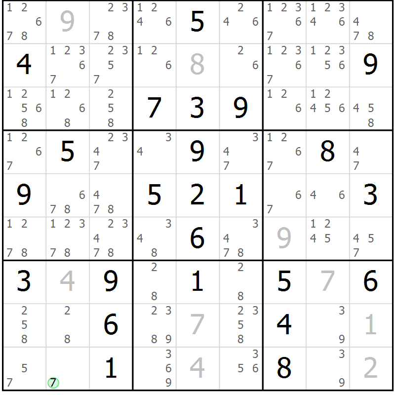 Position des candidats pour la solution de la Gr 40 page 43 du magazine de sudoku Maestro n° 101