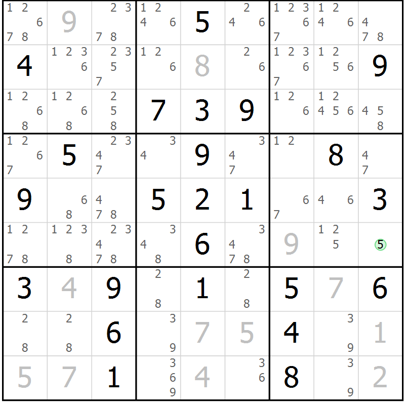 Position des candidats pour la solution de la Gr 40 page 43 du magazine de sudoku Maestro n° 101
